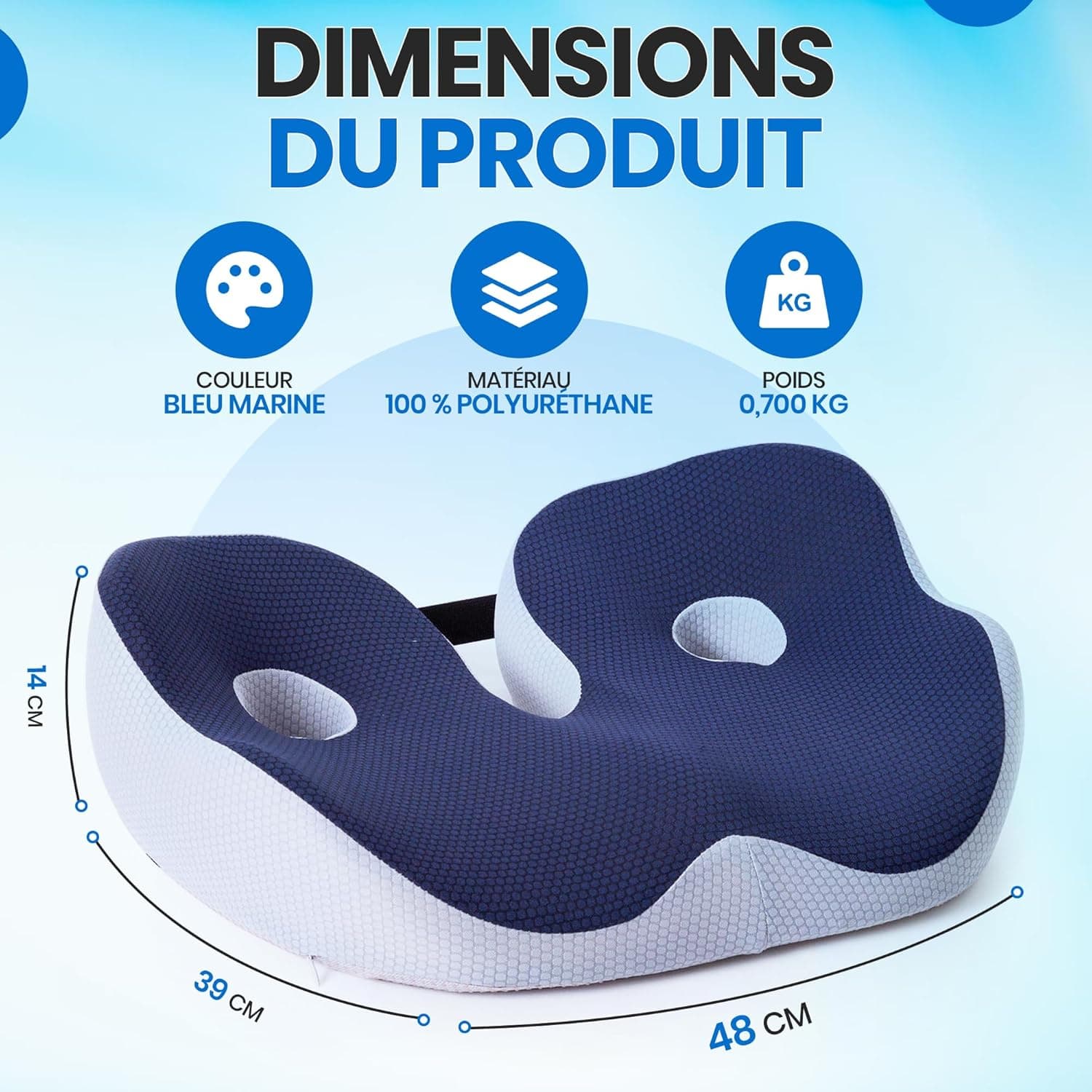 VAYRYS Coussin d’Assise Ergonomique Mémoire de Forme Coccyx view 3