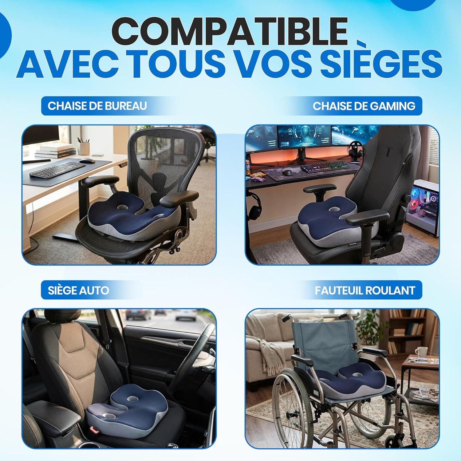 VAYRYS Coussin d’Assise Ergonomique Mémoire de Forme Coccyx view 4