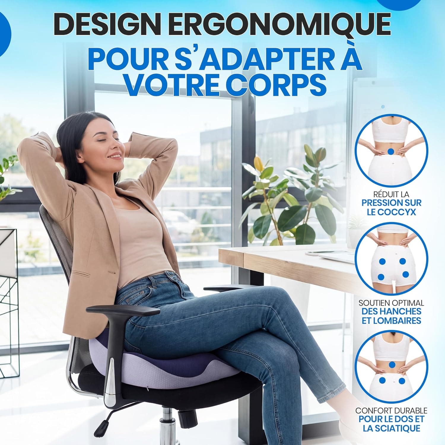 VAYRYS Coussin d’Assise Ergonomique Mémoire de Forme Coccyx view 5