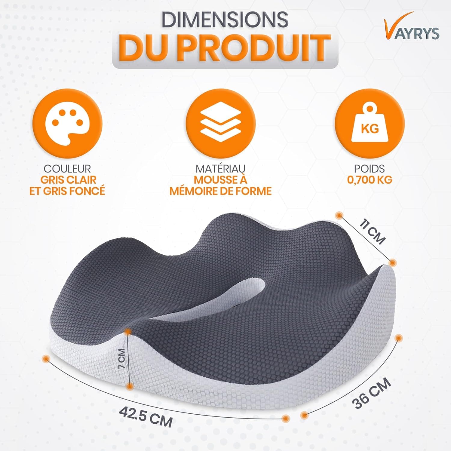 VAYRYS Coussin Coccyx Ergonomique en Mousse à mémoire de Forme view 4